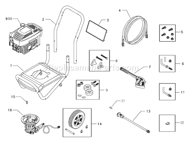 Page A Diagram and Parts List for 1807-0  Briggs and Stratton Pressure Washer